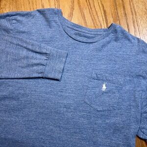 Polo Ralph Lauren T Shirt Mens XL Heather Blue Long Sleeve Pocket Crewneck Tee
